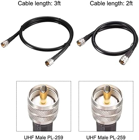 Меканиксити RG213 RF коаксијален кабел 2ft, 3ft 50 ом за радио емитување со UHF машки PL-259 1 сет