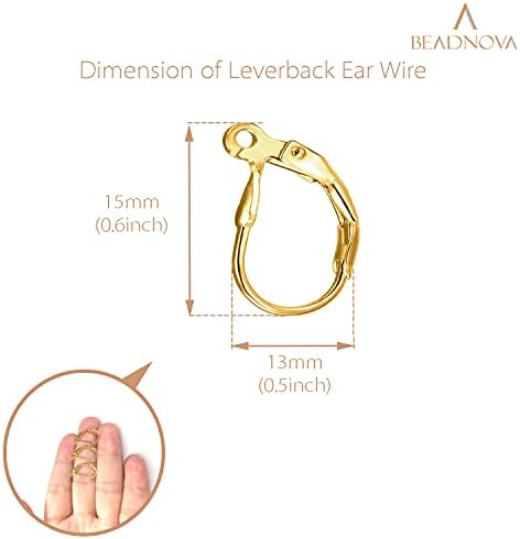 Beadnova Leverback Обетка Куки 60 парчиња француски Уво Жица Рачката Назад Ушна Жица За Изработка На Накит Изработка