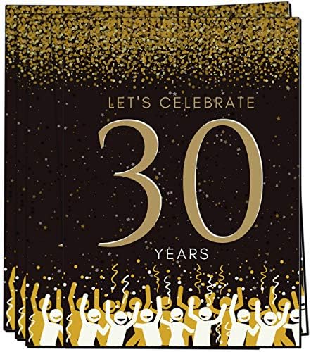 Елцер 30-Ти Роденден Покани | 30 години прослава | Среќна Годишнина | 5 х 7 | Црна &засилувач; Злато | Пополнете Стил 20 Брои Со Коверти | вие