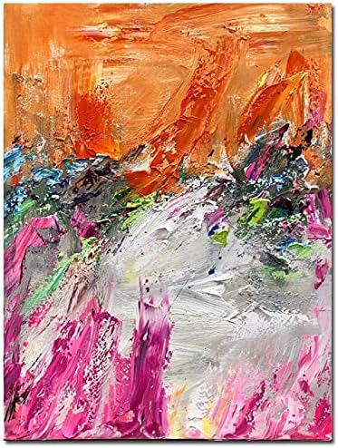 БКСТЈ Апстрактна портокалова и розова слика на масло за масло рачно насликано пејзажно масло сликарство на платно за дневна соба спална соба