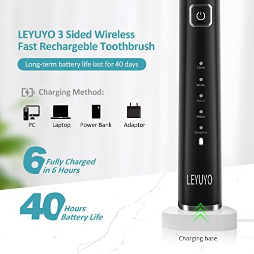 Leyuyo Travel Sonic електрична четка за заби 360 ° чистење 3 еднострана четка за четка 3D водоотпорна четка за заби за возрасни