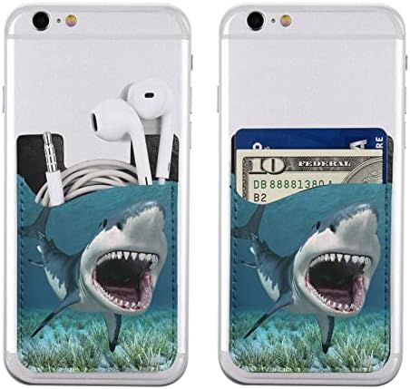 Држач на картички за телефонски океански ајкули, куќиште за само-лепенка за лична карта за пит-коже, за 2,4х3,5 инчен смартфон назад