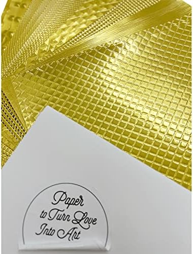 Tex Papel | Комплет 21 листови со ламинат хартија од златна текстура 180 GSM + 1 Папка за бела хартија 350 GSM | Снабдување со книги, уметнички