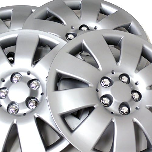 TuningPros WSC3-721S17 4PCS Постави предвремена металик сребрена сребрена сребрена покривка на тркалото на сребро
