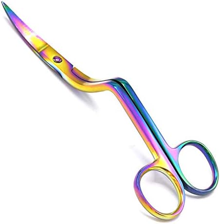 Лаја увезува мулти-бои титаниум со двојни криви ножици со вез со 6-инчи, акрилик