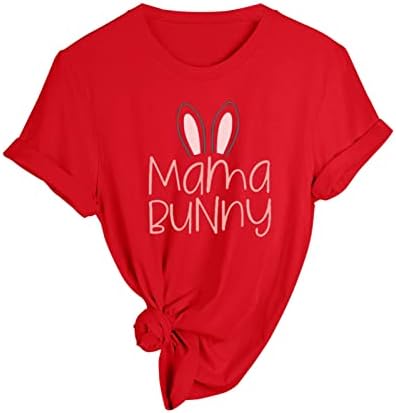 Врво на тренингот за жени зајаци графички велигденски кошули Краток ракав лабави маици со класични врвови на вратот