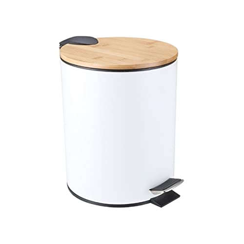 Кошница за отпадоци од дипаса 5L дрвена флип ѓубре за отпадоци со нозе, бања кујна дневна соба ѓубре за отпадоци за отпадоци од отпадоци