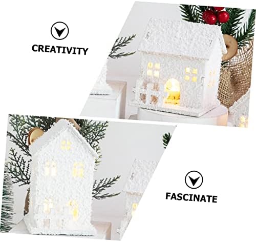 Сафигл 3 парчиња Божиќна куќа занаетчиство занаетчиски занаети за деца Рожви украси за деца бела Божиќна куќа осветлена Божиќна