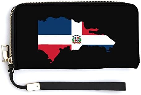 Доминиканска Република Мапа Знаме Паричник СТП Кожна Чанта Чанта Торбичка Држач За Картички Организатор Со Ремен За Мажи Жени