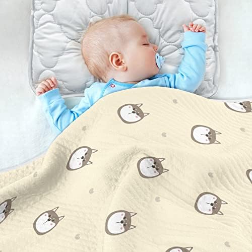 Swaddle Clabte Akita Dog Cotton Clable за новороденчиња, примање ќебе, лесен меко залепено ќебе за креветчето, шетач, расадник ќебиња,