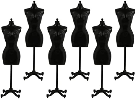 Образец за облекување на кукли 6 парчиња облека за кукли форми црна кукла фустан манекенска манекен модел штанд прилагодлив статив