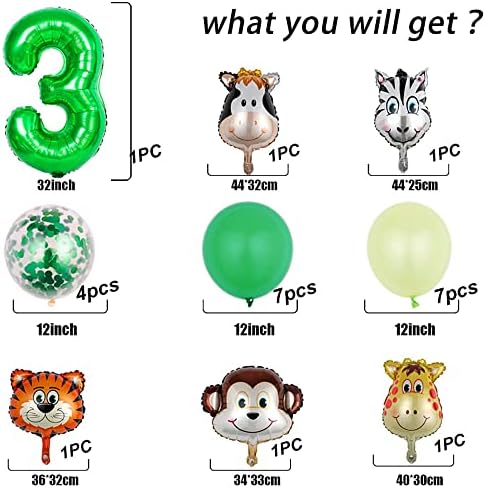 24 парчиња Џунгла Животински Балони Постави Голем Број 5 Роденденски Украси Деца Мајмун Зоолошка Градина Животинска Тема Фолија Балони