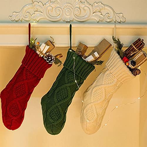 Giligege Classic 6 Pack плетени Божиќни чорапи плетени декорации за порибување рустикални фарми за порибување за семеен одмор