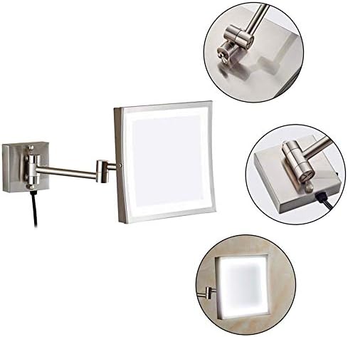 Lianxiao - Огледала за шминка за зголемување на бањата за бричење квадратно огледало со огледала на wallидот на електричен приклучок
