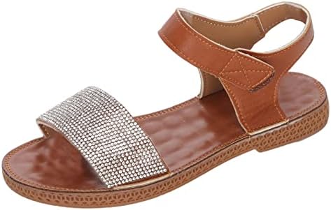 xipcokm rhinestone сандали за жени удобни обични поставени сандали на отворено слајдови кука и јамка сандали на плажа лето