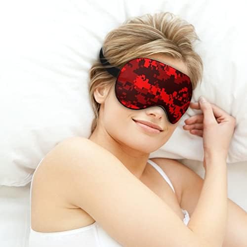 Црвена маскирна смешна маска за очи за очи меко заслепено око со прилагодлива ноќна лента за очила за мажи жени