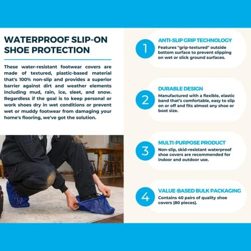 Провизио снабдување водоотпорни чевли за чевли за еднократна употреба не се лизгаат екстра големи капаци за подигање темно сина -