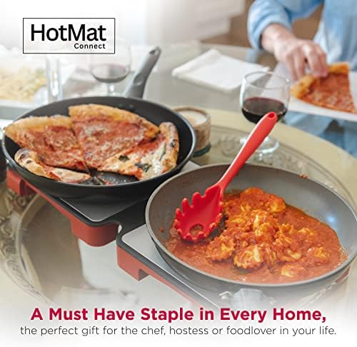 HotMat Connect Huder Sharter Spay - Преклопување со силиконски и прилагодлива температура - Модуларна компактен затоплување плоча за вечери,