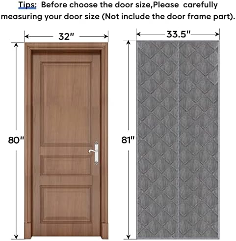 Гелбестија магнетна термичка изолирана завеса на вратата, одговара на големината на вратата 32 x 80, звук доказ за завеси, изолирана