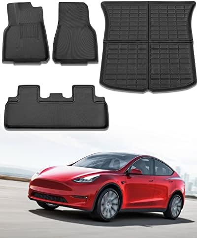 Tesla Model y Floor Mats 2023 2022 2021 Tesla Model y Сите временски подови, душеци, Tesla Model y Trunks Mat Anti Slip Водоотпорен карго