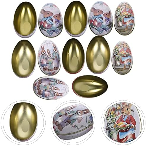 АБОФАН Велигденско Јајце Калај Кутија: 6 парчиња Гроздобер Зајаче Зајаче Бонбони Кутии Пополнети Велигденски Јајца Третирајте Ги Контејнерите