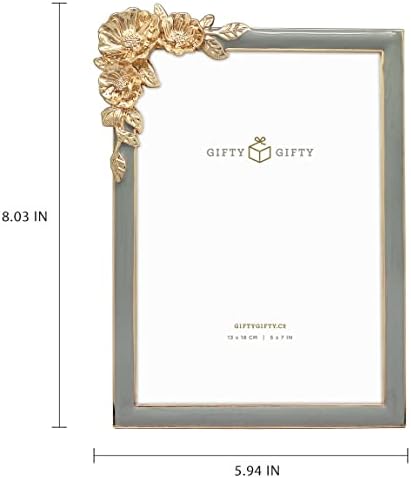 Gifty Gifty Vintage Thin Thin Boarder Floral Photo Frame / 5x7 во | За вертикален приказ на таблети | Совршен за домашни декор, свадба, дипломирање