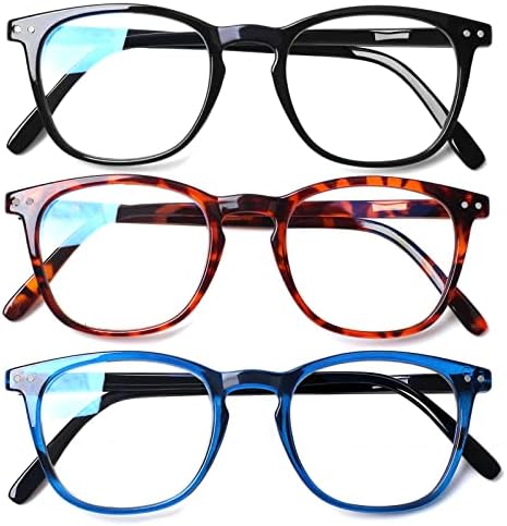 Henotin 3-Пакет Сина Светлина Блокирање Очила За Читање, Пролет Шарка Компјутер Читачи За Мажи Жени, Анти УВ Зраци Филтер Очила