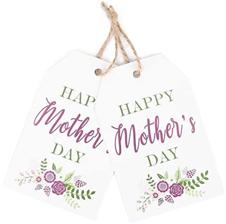 Ознаки За Подароци За денот на мајката-100 ПАРЧИЊА Цветни Среќни Висечки Ознаки За Денот На Мајката Со Врвка, Виолетови Етикети За Цветна Хартија