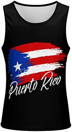 Гроздобер Порторико Знаме Машки Резервоар Врвен Елек Без Ракави Секојдневни Кошули Долна Кошула За Тренингот За Трчање На Плажа