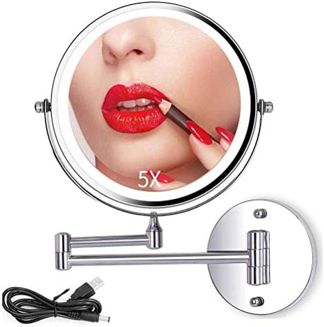 Lianxiao - Зголемување на огледалото за шминка, Vanity Mirror Extendable 360 ​​° Swivel 5x зголемување, најубаво за блиска шминка