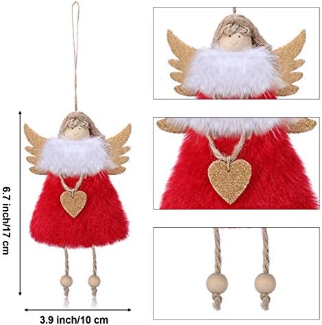 Сијуста 8 парчиња Божиќна декорација виси ангел кукла приврзок плишани кукли ангел украси за Божиќни занаети Елфите за декорација