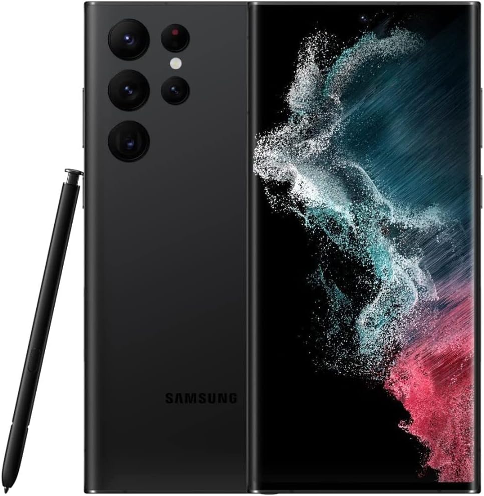 Samsung Galaxy S22 Ultra Smartphone, Android мобилен телефон, 256 GB, 8K камера и видео, најсветла дисплеј, S пенкало, долг век на