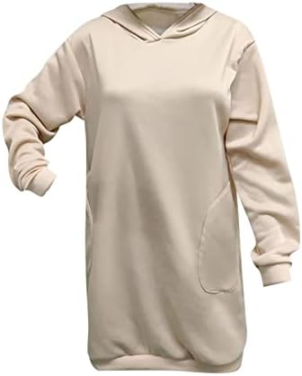 Badhub жени преголеми дуксери цврсти обични долги пулвер џемпери зимски топло задебелен фустан со качулка со џебови