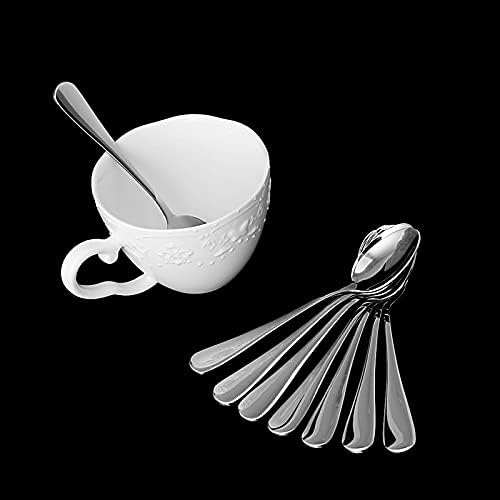Кујна лажици 8 парчиња Еспресо од не'рѓосувачки челик еспресо лажица чај кафе супа ориз лажици сребро