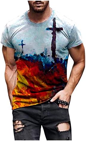 Мажите со кратки ракави кошула Основна печатена маичка О-врат Голема и висока обична маица со врвна маица