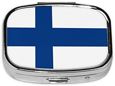 Знаме На Финска Плоштад Мини Пилула Кутија Патување Медицина Прегради Организатор Пренослив Метал Пилула Случај