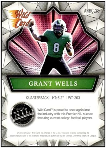 Грант Велс РЦ 2021 Алуминизација на диви картички нула дебитант 28 Хокис NCAA NM+ -MT+ NFL фудбал