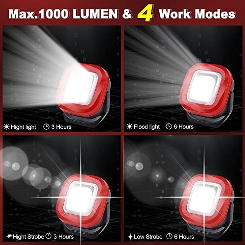 LED работна светлина, 10W COB магнетно полнење 1000 лумени работни светла со штанд, магнетна база на ротација од 180 ° 3 режими на осветлување