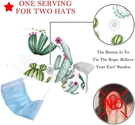 2 пакувања работно капаче со копчиња и вратоврска за ленти за жени, долга коса буфантна капа