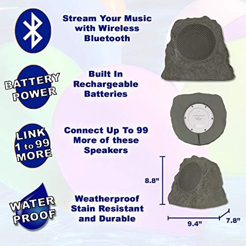 Театарски решенија од Голдвуд B63GR безжичен полнење на Bluetooth на отворено 6,5 инчен карпест систем, Slate Grey & Wireless 120