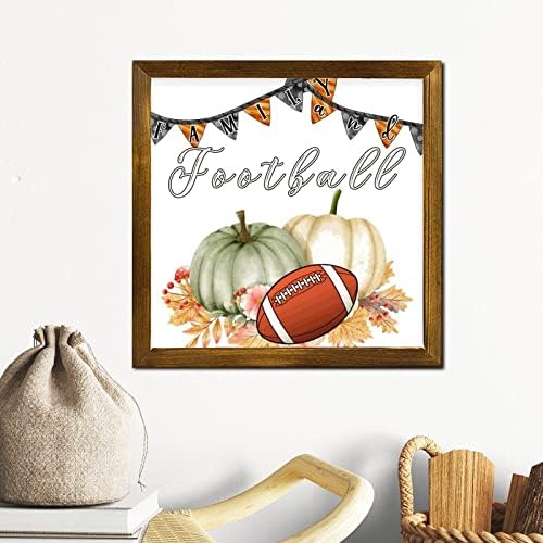 Семејство и фудбал врамен дрвен знак есенски сончоглед Сончогледи дрвени wallидови, ретро есенска жетва дрвена wallидна уметност декор за