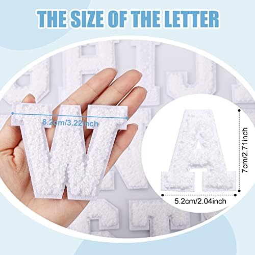 26 парче Chenille Letter Iron на закрпи шијте на Chenille Varsity A-Z закрпи за азбуки за лепенки за букви за резерви на DIY