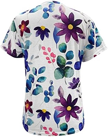 Кошули со кратки ракави за жени графички маички o врат симпатична печатена летна обична маица врвови за компресија кошула долга