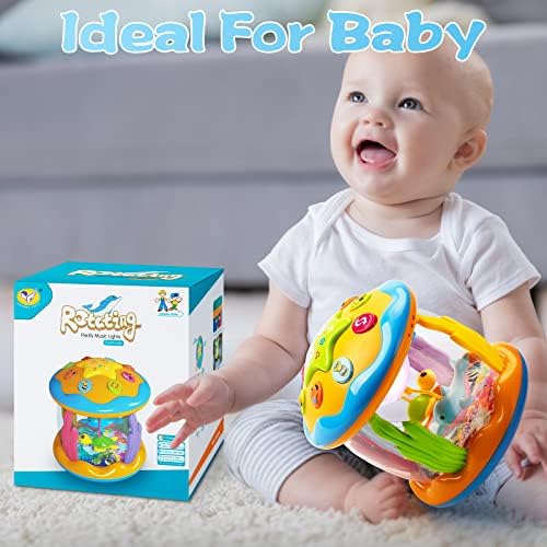 Играчки за бебиња на Ензион 6 до 12 месеци-Океан ротирачки светлосни играчки за новороденчиња 6-12 месеци, играчки за време на стомакот