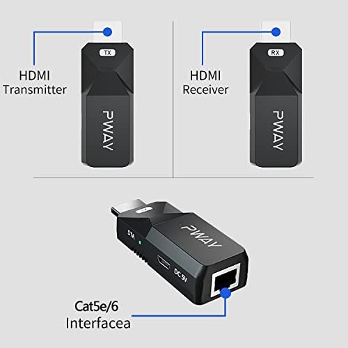 Pway HDMI Extender, продолжете со аудио и видео сигнал со 1080p CAT5E/6 Ethernet кабел, сигнал за пренесување на долга растојание од