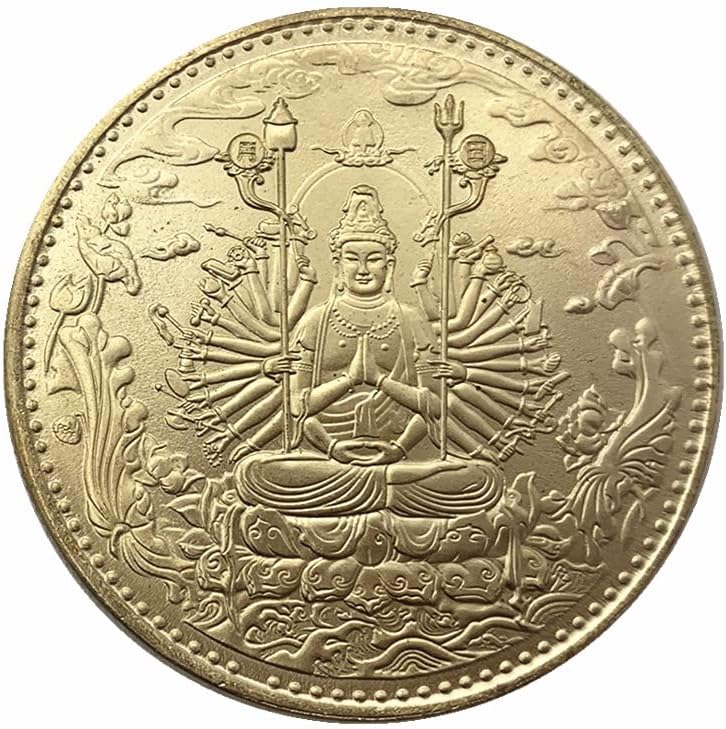 Статуа На Гванин Буда Со Илјада Раце Комеморативни Монети Златници Сребрени Монети Бакарни Монети Зен Монети Играат Монети Украси Монети