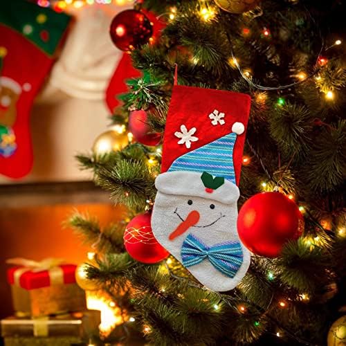 Сет за божиќни чорапи - Персонализирани Божиќни чорапи зимски сребрени бели Божиќни чорапи што висат украси за семеен одмор Божиќни забави украси
