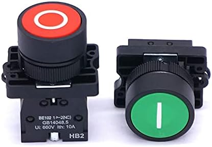 Outvi 22mm AC 660V 10A моментално I/O црвено зелен знак Не е прекинувач за копче на NC Push