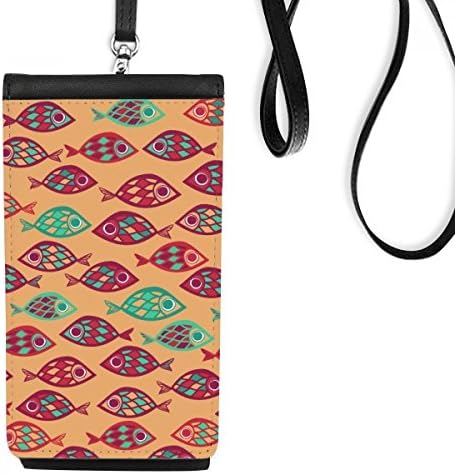 Топла мрежи во боја риби телефонски паричник чанта што виси мобилна торбичка црн џеб