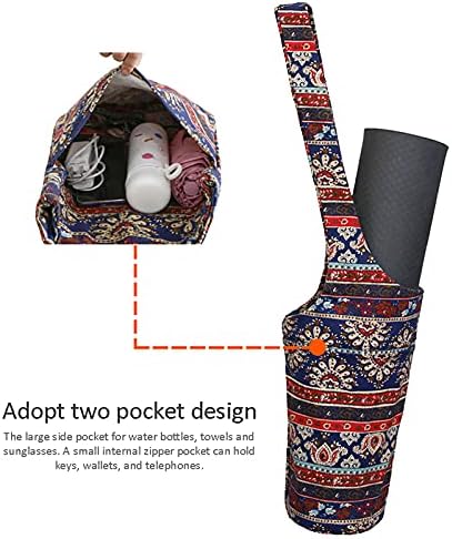 QStnxb Јога Мат торба, памучно платно трајно елегантно елегантно двата џебна дизајн јога торба, модна јога мат носат два носач на џеб јога